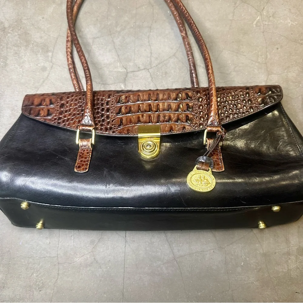 Brahmin Vintage Tuscany Collection Croc Embossed Leather Satchel/Handbag